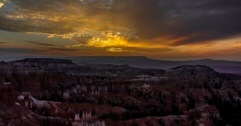 First Rays Of New Day Above Bryce Canyon National Park, UT