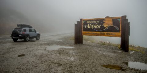 Foggy Entrance To Alaska On Klondike Highway Towards Skagway, AK