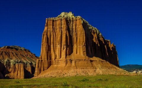 So Hot That Even Moon Began To Hide In Upper Cathedral Valley, UT