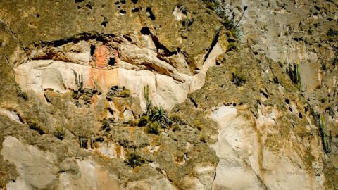 Hanging Tomb High In The Cliff In Colca Canyon, Peru