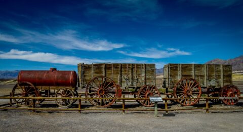 Historic Twenty Mule Train In Death Valley National Park, CA