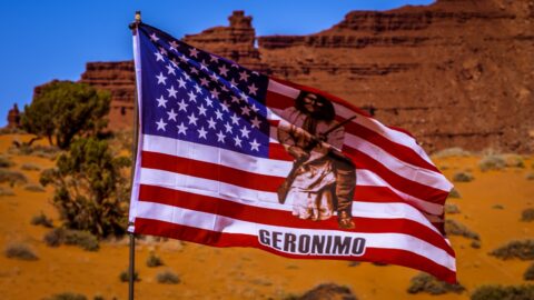 Homeland Security Flag In Monument Valley Navajo Tribal Park, AZ