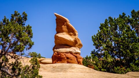 Lonely Sediment Rock Figure In Devils Garden, Grand Staircase Escalante National Monument, UT