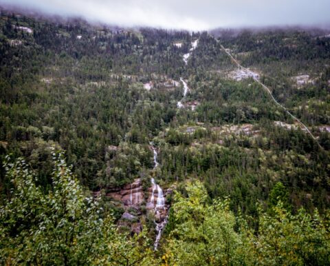 Look At Pitchfork Falls From Klondike Highway Towards Skagway, AK