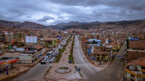 Look From The Pachacuteq Tower Down At Avenida Del Sol, Cusco, Peru
