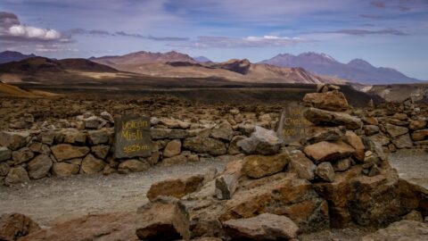 Look Towards Volcano Misti And Chachani From High Elevation Vista On The Way Between Arequipa And Chivay, Peru