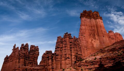 Looking Up at the  Fisher Towers, Moab, UT