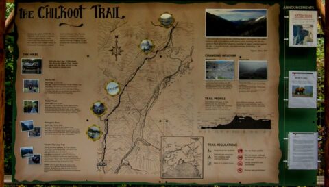 Map Of Famous Gold Rush Chilkoot Trail At The Trailhead In Dyea Near Skagway, AK