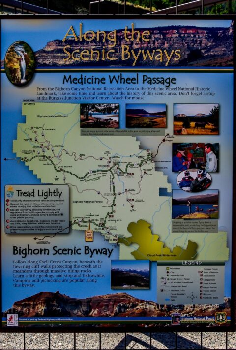 Map Of Scenic Byways In Bighorn National Forest, WY