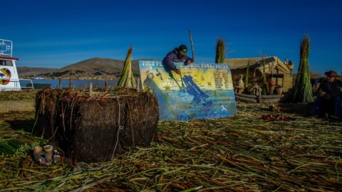 On The Floating Uros Islands, Lake Titicaca, Peru
