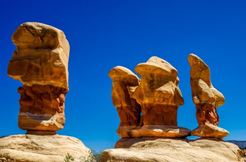 One & Three Goblins In Devils Garden, Grand Staircase Escalante National Monument, UT