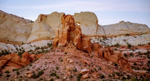 Peek-A-Boo Arch, Gentle Colors Of The Evening On Burr Trail, Capitol Reef National Park, UT
