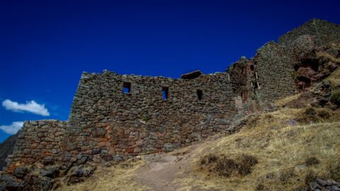 Remains Of Inca Fortress High Above Pisac, Sacred Valley, Peru