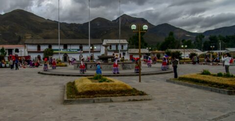 Schoolgirls Perform Early Morning Dancing Parade For Tourists In Yanque, Peru