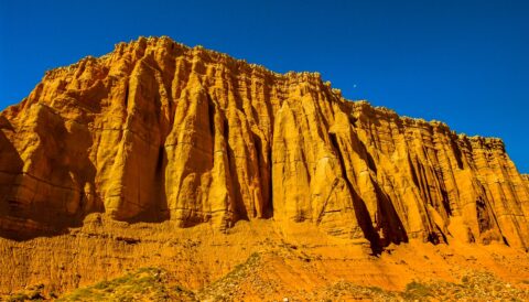 So Hot That Even Moon Begins To Hide  In Upper Cathedral Valley, UT