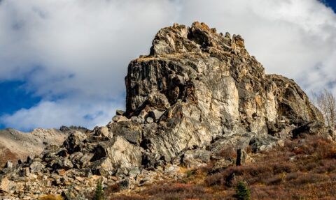 Big Rock Formation At The Beginning Of Savage Alpine Trail In Denali National Park, AK