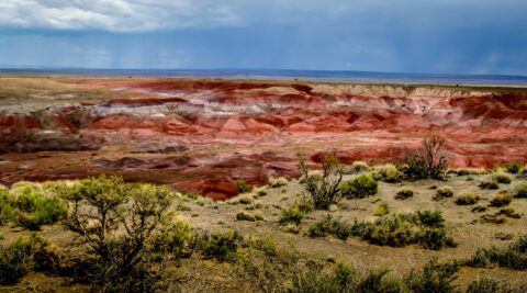 Storm Over Badlands In Petrified Forest National Park, AZ