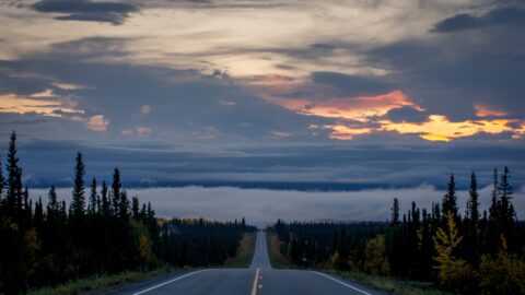 Sunrise On The Road In Wrangell St. Elias National Park, AK