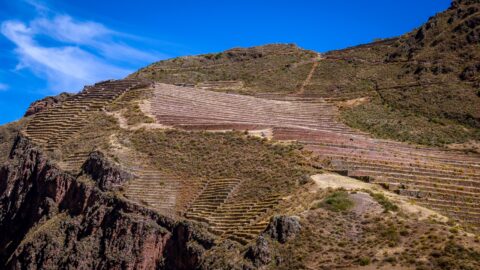 Terraces On The Slopes Below Inca Ruins Near Pisac, Sacred Valley, Peru
