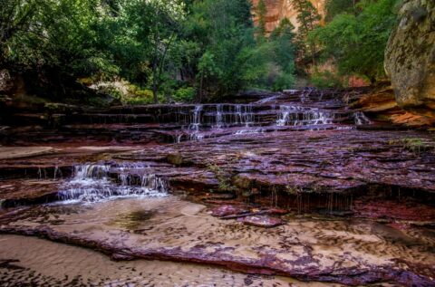 Trail Goes Through Cascades On Left Fork of North CreekTo The Subway, Zion National Park, UT