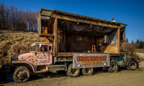 Two Truck Stage For Chickenstok Music Festival, Chicken, AK