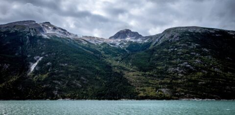 Waterfalls From The Melting Glacier On The North Side Of The Taiya Inlet, Fjord Near Skagway, AK