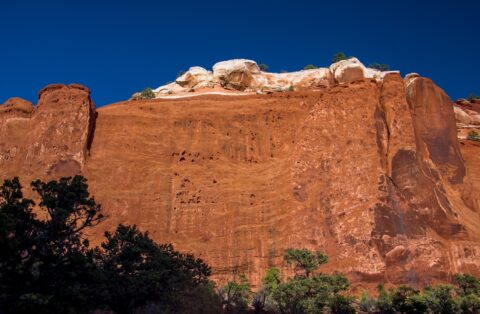 White Crest Of The Tall Wall In Upper Muley Twist Canyon, Capitol Reef National Park, UT