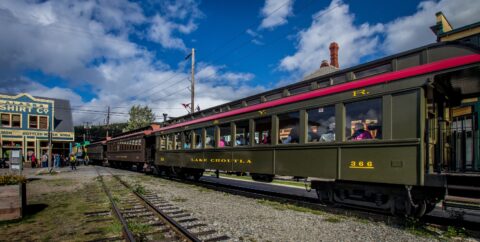 “White Pass” Train Blocked Main Street In Skagway, AK