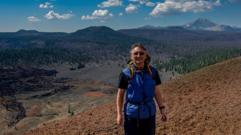 rrasha On  The Cinder Cone With Lassen Peak Behind, Lassen Volcanic National Park, CA