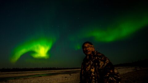 rrasha And Strong Blaze Of Aurora Borealis At Gestle River, AK