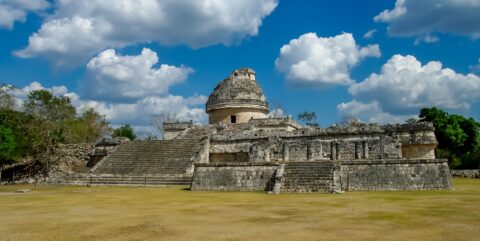 Approaching El Caracol On Chichen Itza Archaeological Site