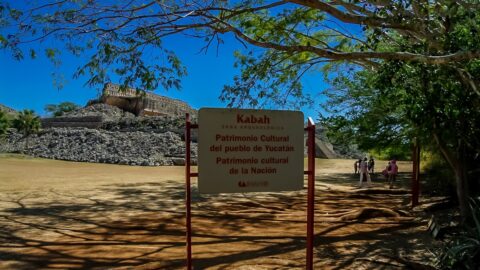 At The Entrance To Kabah Archaeological Site In Yucatan, Mexico