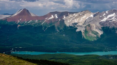 Beautiful Scenery Of Maligne Lake From Bald Hills, Jasper National Park, AB
