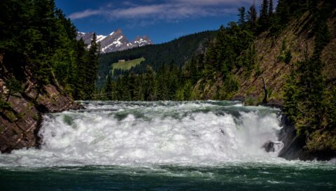 Bow River Falls And Mt. Norquy, Banff National Park, AB