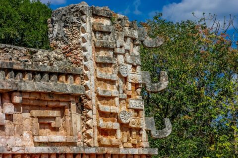Building Corner Detail On Xlapak Archaeological Site In Yucatan, Mexico