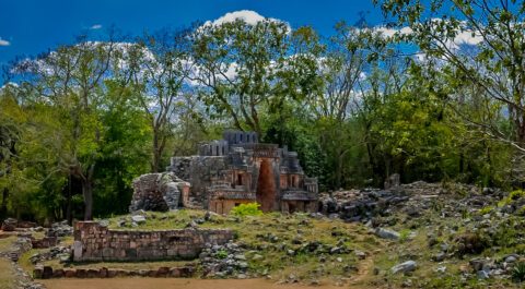 Building With Mayan Arch On Labna Archaeological Site In Yucatan, Mexico