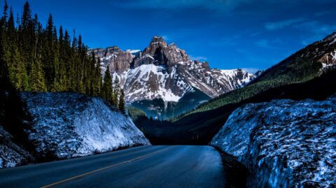 Cathedral Mountain From Summit Under Deep Snow, Yoho National Park, BC
