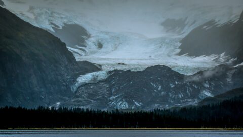 Closer Look From “Klondike Express” Cruiser At Billing Glacier in Prince William Sound, Whittier, AK