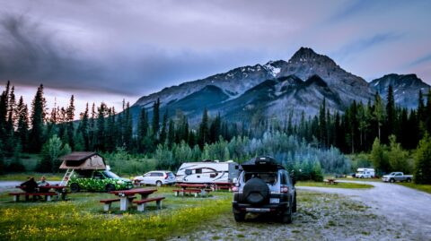 Cloudy Sunset In Hoodoo Creek Campground, Yoho National Park, BC