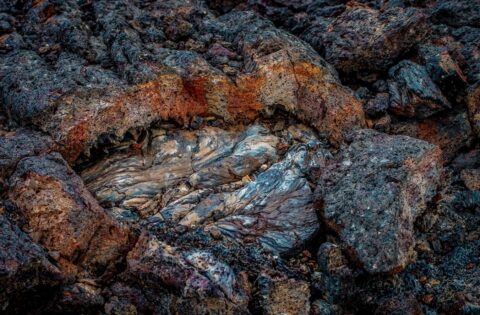 Colorful Volcanic Rock in Craters Of The Moon National Monument, ID