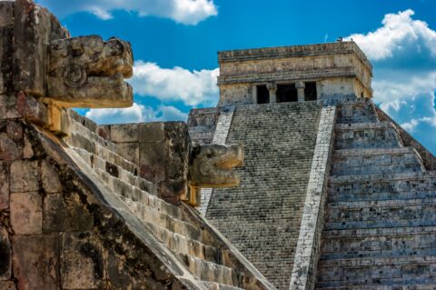 Detail From Platform Of Venus & Temple Of Eagles And Jaguars In Fronto Of El Castillo On Chichen Itza Acheological Site