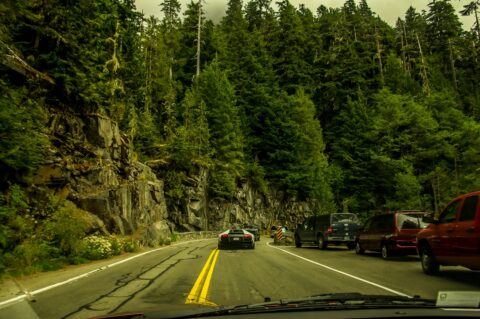 Driving Up Mount Rainier, WA