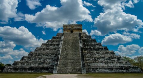 El Castillo, The Main Pyramid On Chichen Itza Archaeological Site