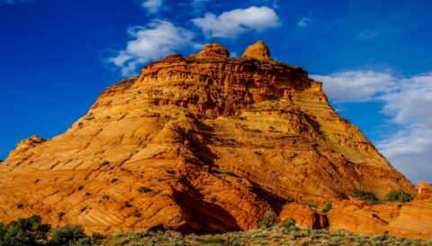 Evening Light Falls On Big Rock Formation In Pow Hole, Varmilion Cliffs National Monument, AZ