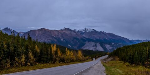 Evening On Alaska Highway South From Muncho Lake, Northern BC