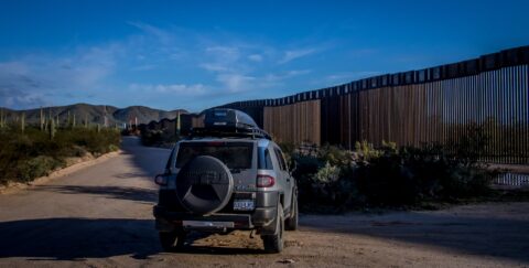 FJ In Front Of Trump Wall In Organ Pipe Cactus National Monument, AZ