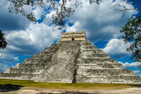 Framed Look At El Castillo, The Main Pyramid On Chichen Itza Archaeological Site