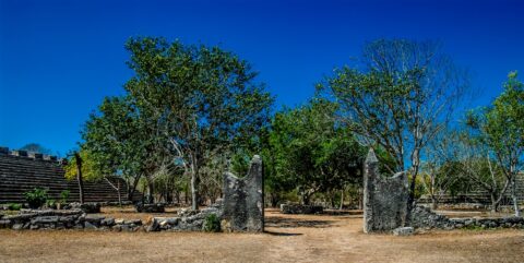 Gate Of Mayan White Road On Dzibilchaltun Archaeological Site In Yucatan, Mexico