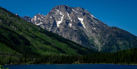 Glacier Across Jenny Lake In Grand Teton National Park, WY