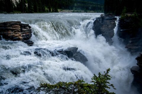 Grotto Of Athabasca Falls Along Highway 93 In Jasper National Park, AB